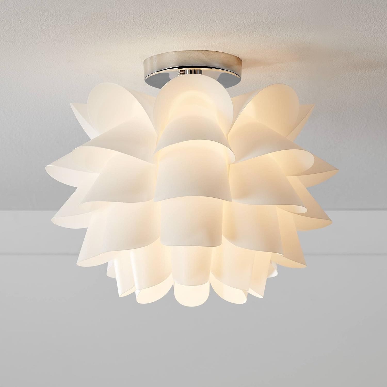 Possini Euro Design White Flower Modern Ceiling Light