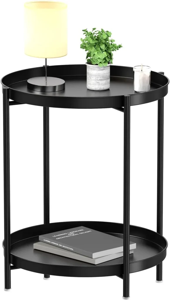 Black round end table