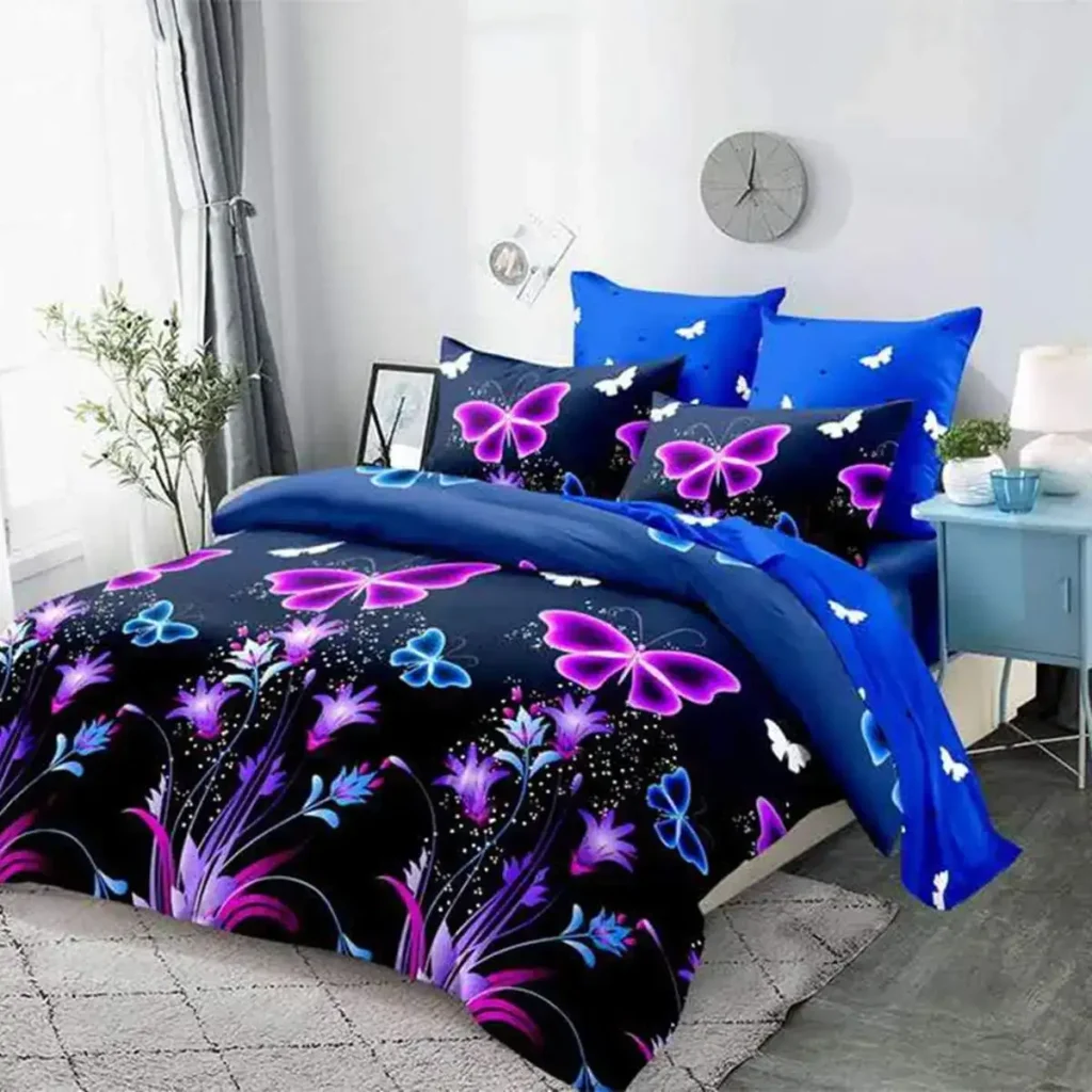 3D Purple Butterfly Bedding Set for Girls
