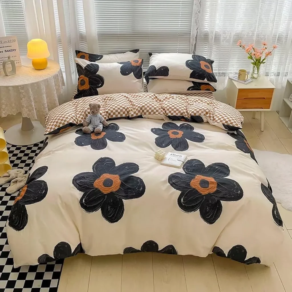 Wellboo Black Floral Comforter Set